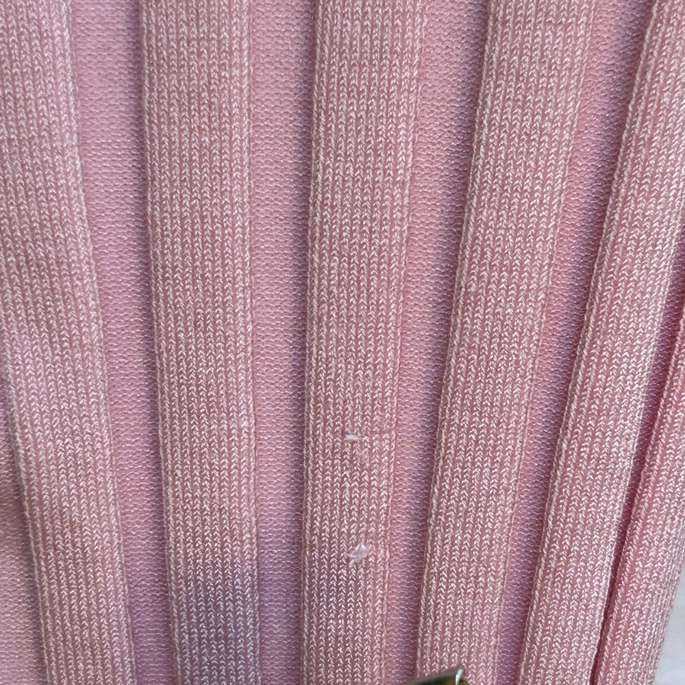 Cache Long Sleeve Silk Pink Ribbed Double Zip Shirt - Picture 7 of 12